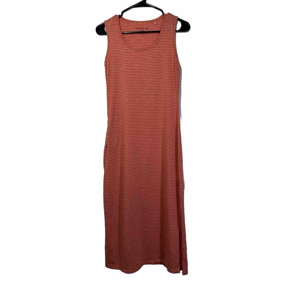 Toad & Co Orange White Striped Samba Paseo Midi Tank Sleeveless Dress Size XS
